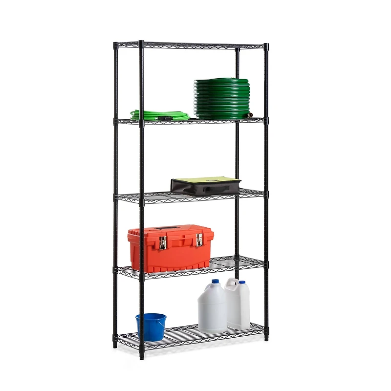 Honey Can Do Black 5-Tier Adjustable Storage Shelving Unit