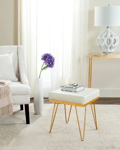 Jenine Square Bench in Creme & Gold