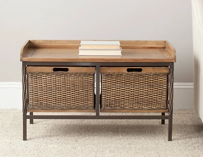 Noah Storage Bench in Antique Pewter/Medium Oak