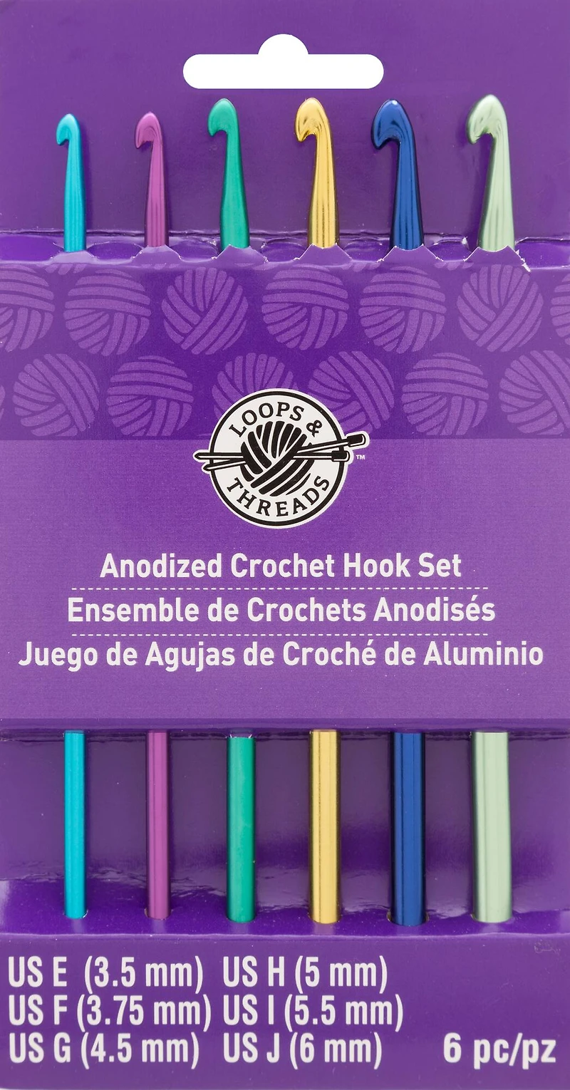 Anodized Crochet Hook Set by Loops & Threads®, E-J