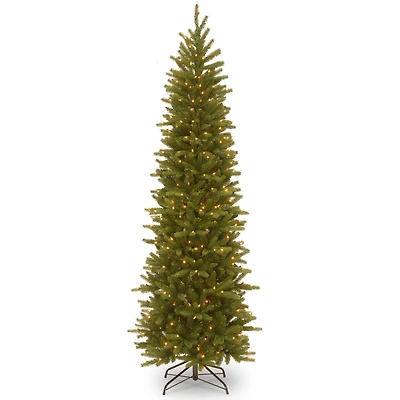 7.5 ft. Pre-lit Feel Real® Hinged Grande Fir Slim Artificial Christmas Tree, Clear Lights