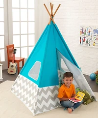 KidKraft Play Teepee, Turquoise & Gray Chevron