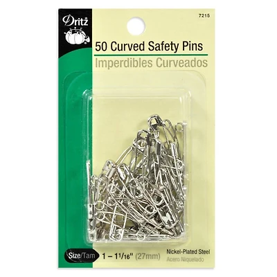 50 Curved Safety Pins, Size 1