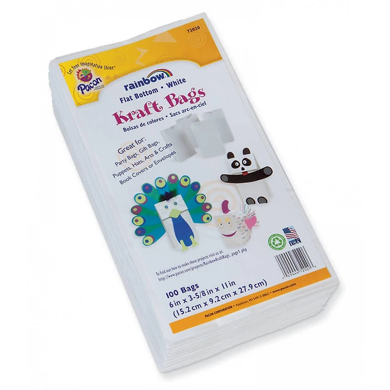 Rainbow® White Kraft Paper Bags, Pack of 100