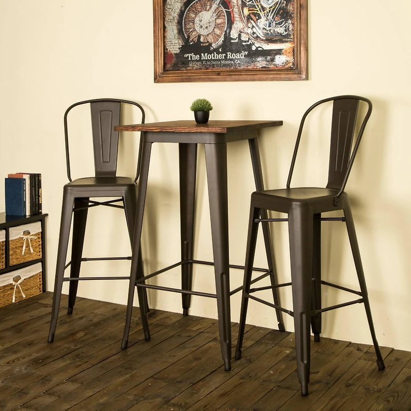 Glitzhome® Metal & Wood Bistro Pub Bar Table