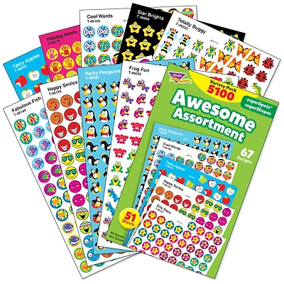 Trend Enterprises® superSpots® superShapes Awesome Assortment 7/16” Stickers, 5100 Count