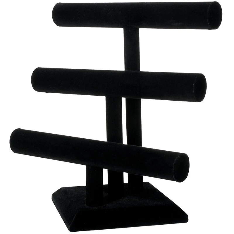 12" Triple Bar Black Velvet Jewelry Stand by Bead Landing™