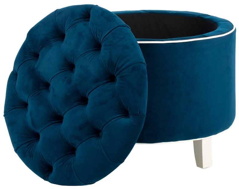 Amiela Tufted Ottoman in Navy