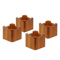 Honey Can Do Light Maple Wood Bed Lifts, 4 Pack