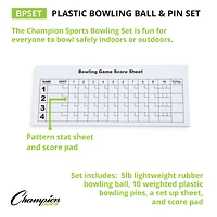 Champion Sports Plastic Bowling Ball & Pin Set