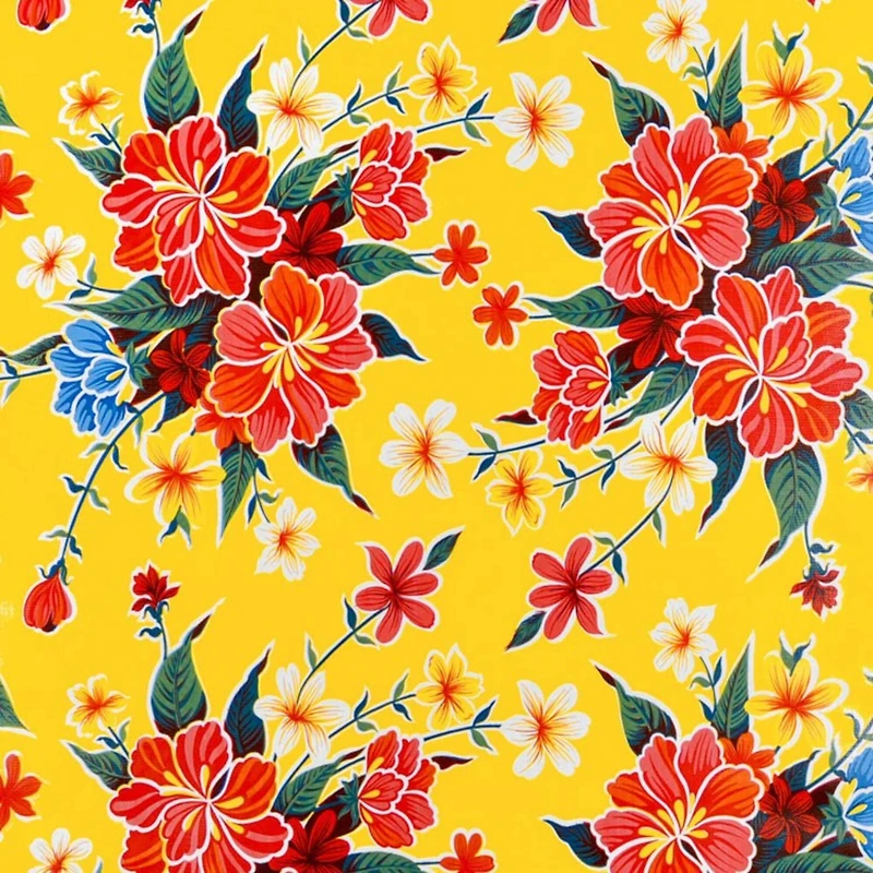 Yellow Hibiscus Oilcloth