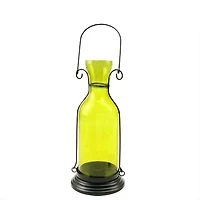 12" Glass Bottle Tea Light Candle Lantern, Yellow