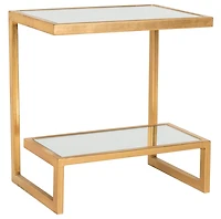 Kennedy Accent Table in Gold & White