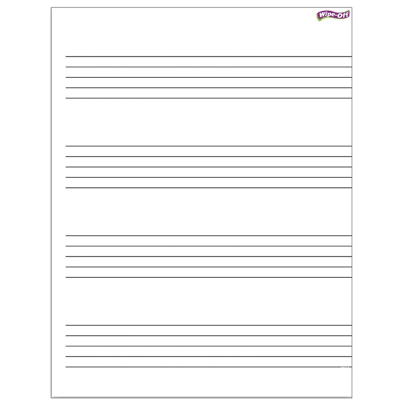 Music Staff Paper Wipe-Off® Chart, 17" x 22", 6 Pack