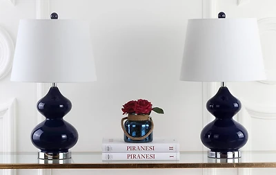 Eva Double Gourd Table Lamp Set in Navy