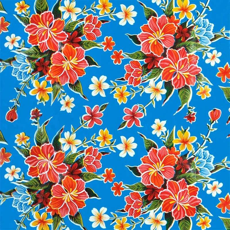 Blue Hibiscus Oilcloth