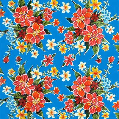 Blue Hibiscus Oilcloth