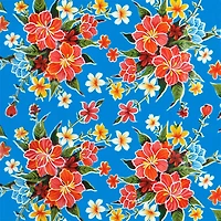 Blue Hibiscus Oilcloth