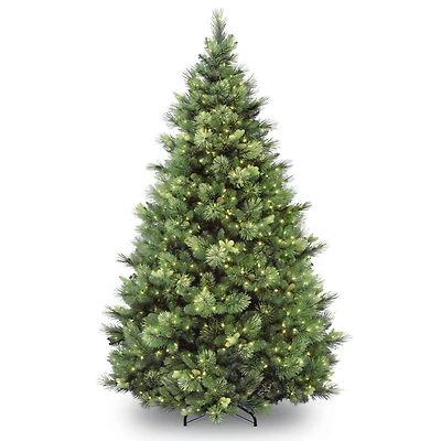 7.5 ft. Pre-lit Hinged Carolina Pine Full Artificial Christmas Tree, Clear Lights