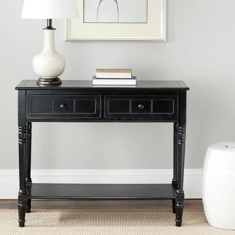 Samantha Console in Distressed Black