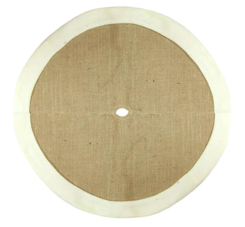 20" Burlap & White Fleece Trim Mini Tree Skirt