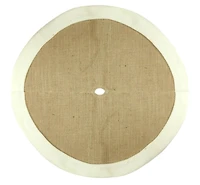 20" Burlap & White Fleece Trim Mini Tree Skirt