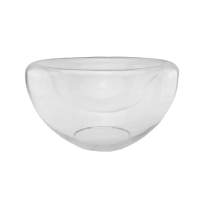 13" Glass Pillar Candle Holder with Concave Interior