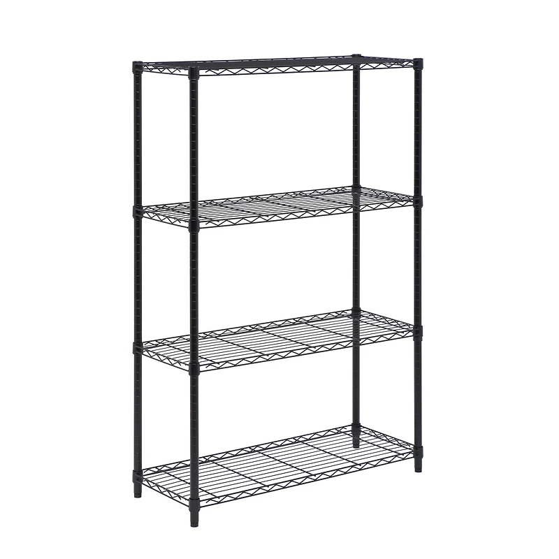 Honey Can Do 4-Tier 54" Black Storage Shelves, 350 lbs. Capacity