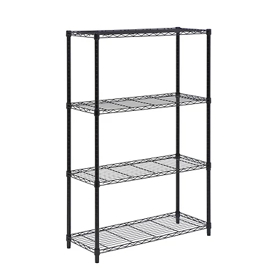 Honey Can Do 4-Tier 54" Black Storage Shelves, 350 lbs. Capacity