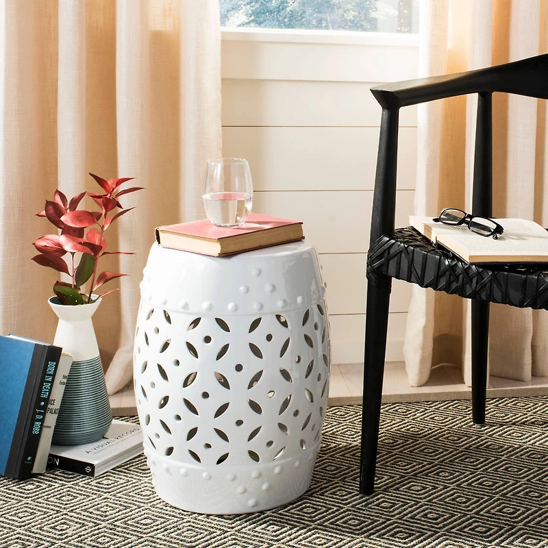 Lattice Coin Stool in White