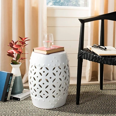 Lattice Coin Stool in White