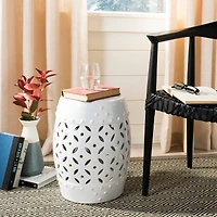 Lattice Coin Stool in White