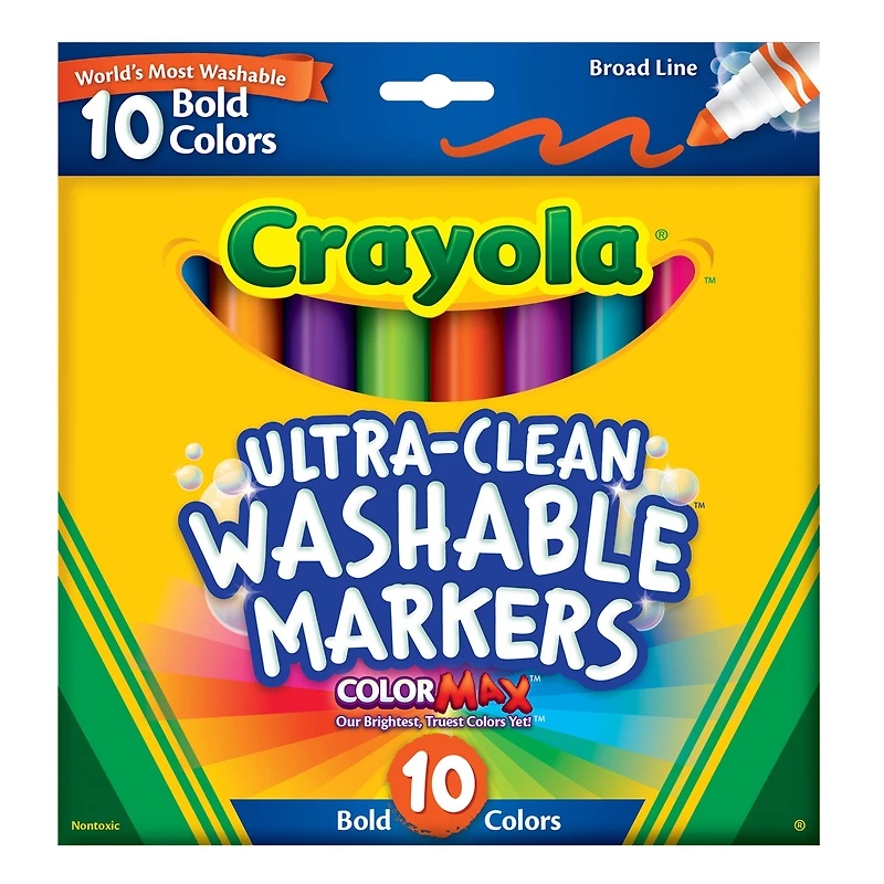 Crayola® Ultra-Clean Broad Line Bold Markers, 10 Count