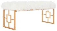 Mera Faux Lamb Bench in White