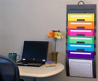 Smead® Cascading Wall Organizer, Gray with 6 Bright Pockets