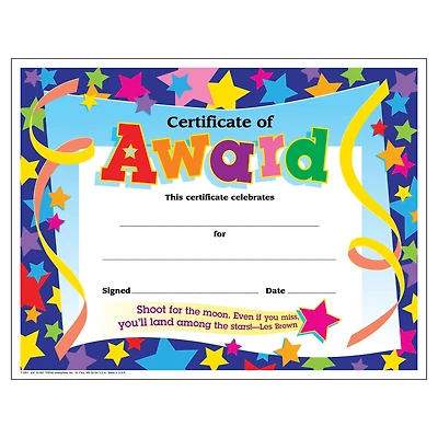 Trend Enterprises® 8.5" x 11" Colorful Classic Certificate of Award, 6 Pack Bundle