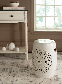 Flora Garden Stool in Creme