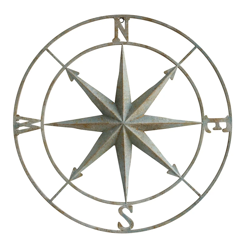 Hello Honey® Metal Compass Wall, Distressed Aqua