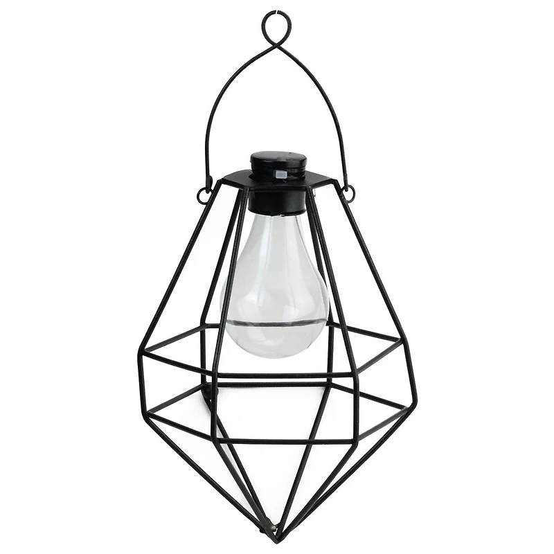 8.75" Black Diamond Solar Powered LED Patio Lantern