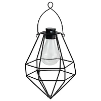 8.75" Black Diamond Solar Powered LED Patio Lantern