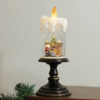 10.25" LED Flameless Glitter Snow Dome Santa Candle