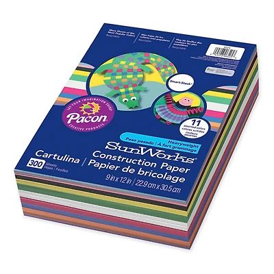 SunWorks® Smart-Stack™ 9" x 12" Assorted Construction Paper, 300 Count