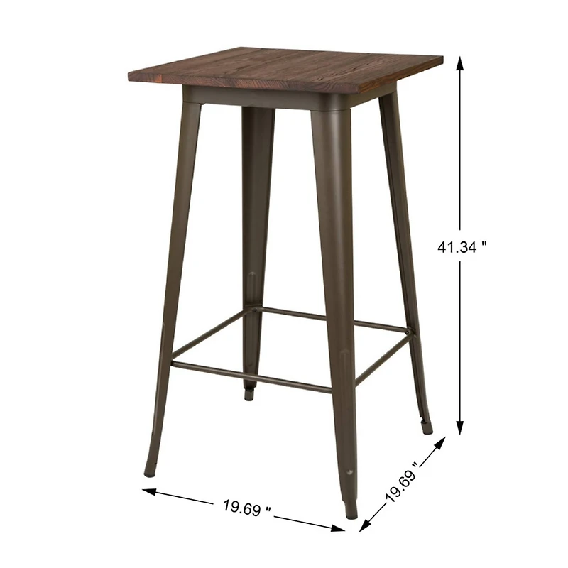 Glitzhome® Metal & Wood Bistro Pub Bar Table