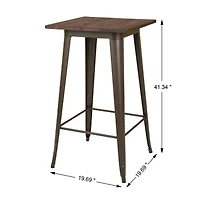 Glitzhome® Metal & Wood Bistro Pub Bar Table