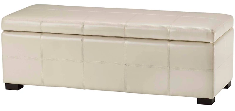 Madison Large Storage Leather Bench in Creme