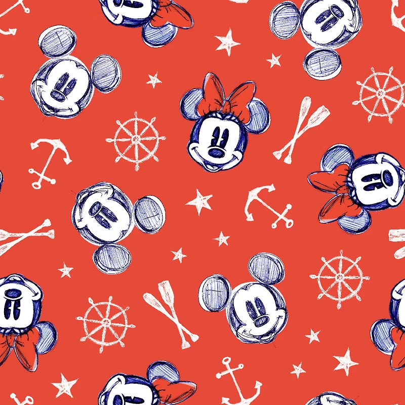 Disney Aye Aye Mickey And Minnie Multi Quilting Cotton Fabric