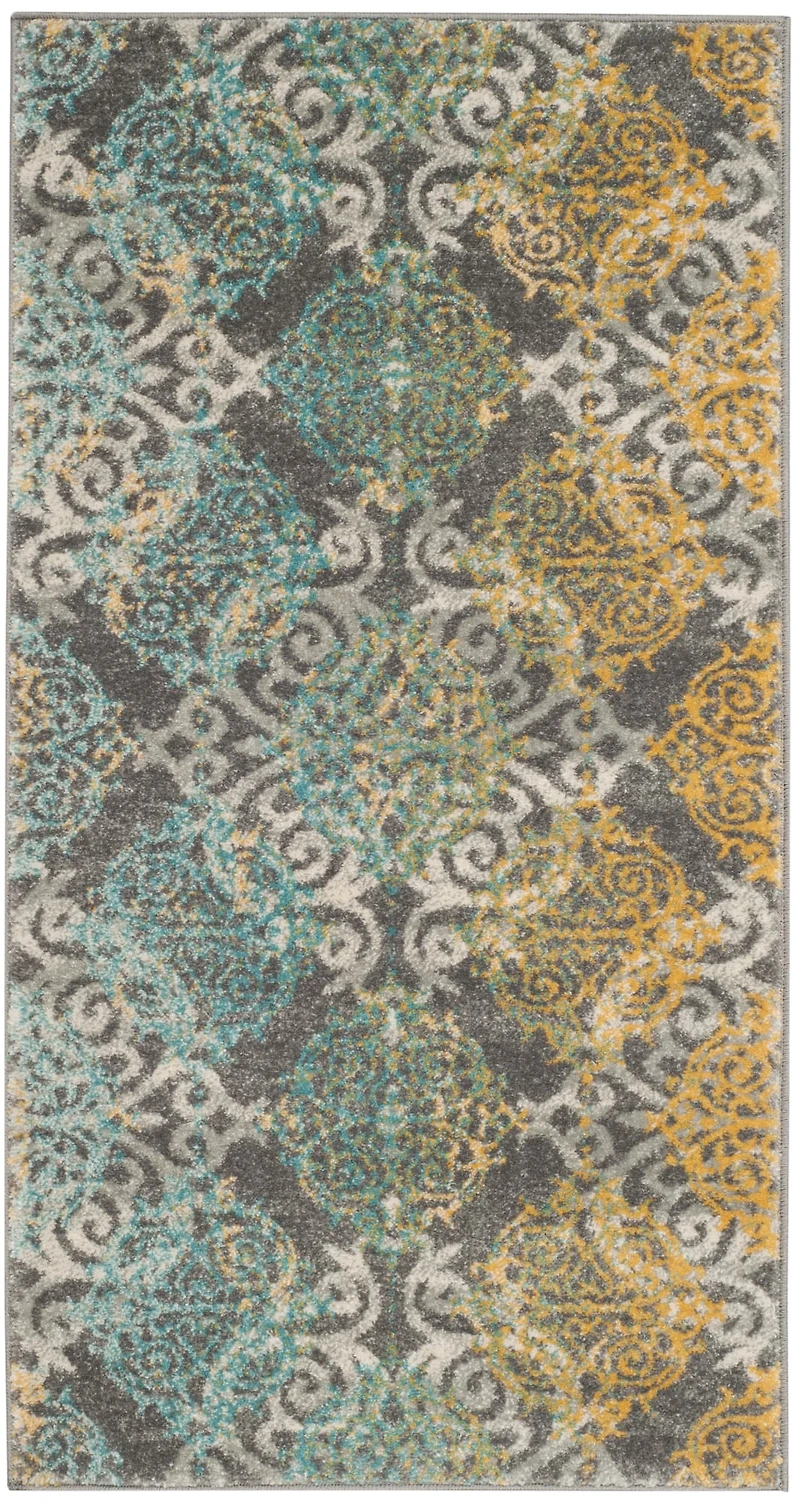 Evoke Damask 2'-2" X 4' Area Rug