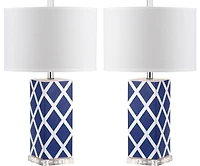 Garden Lattice Table Lamp Set in Navy