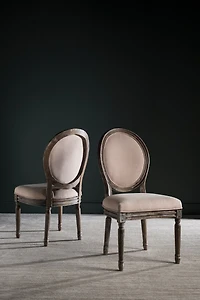 Holloway Oval Side Chair Set of 2 in Beige & Rustic Oak