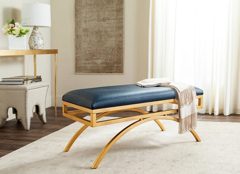 Moon Arc Bench in Navy & Gold